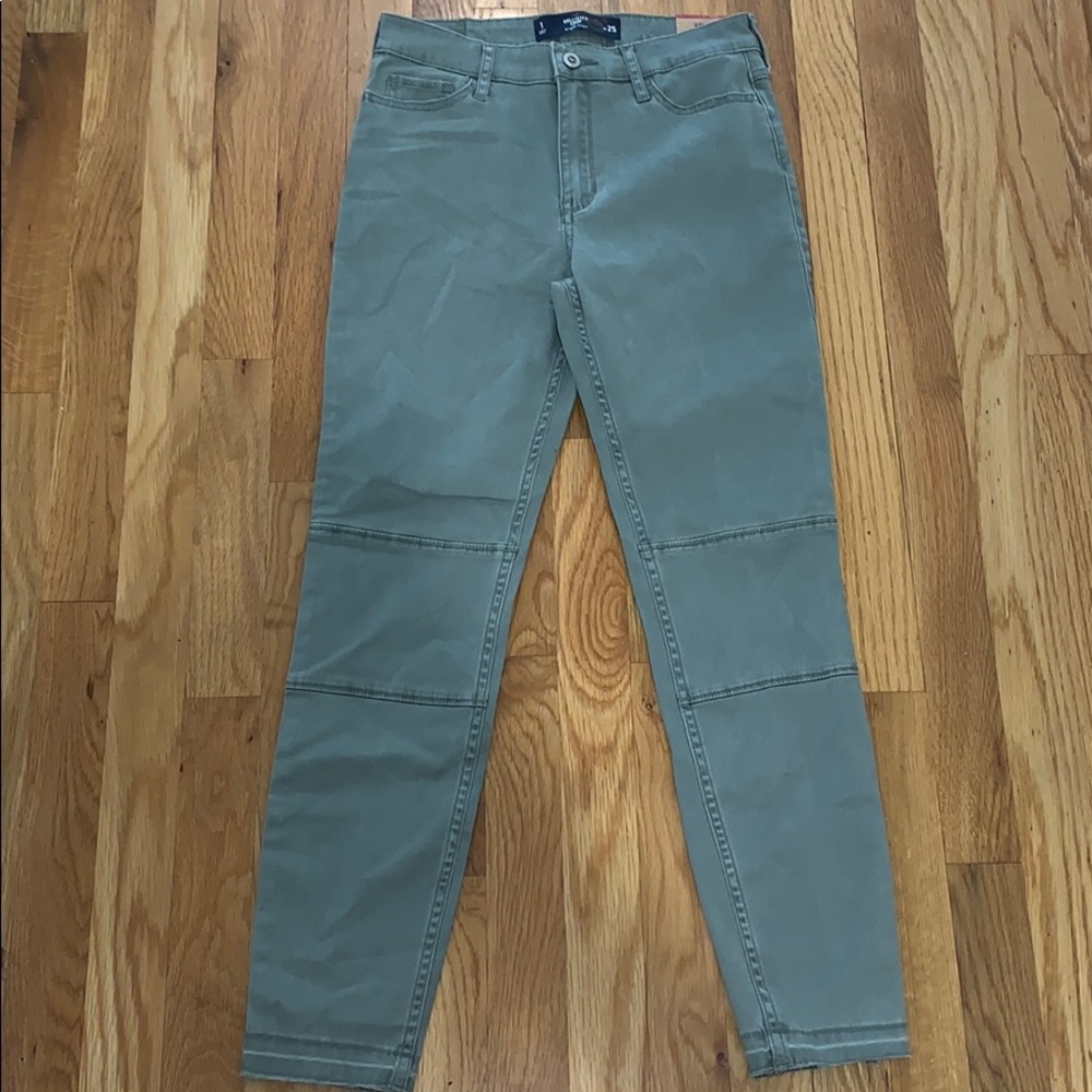 Army green high rise cropped jeans